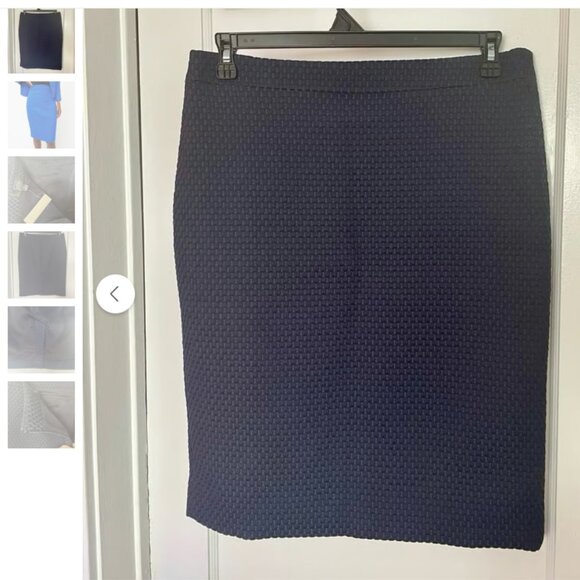 NWT Size 12 J.Crew Lined No. 2 Pencil Skirt in Navy with Basketweave Texture - Picture 4 of 7